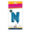 Palloncino mylar 14" Cm. 35 con valvola - Blu - Lettera N