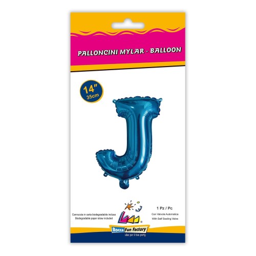 Palloncino mylar 14" Cm. 35 con valvola - Blu - Lettera J