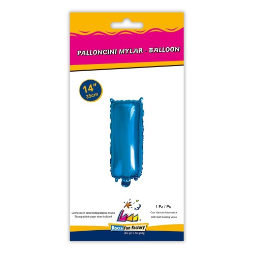 Palloncino mylar 14" Cm. 35 con valvola - Blu - Lettera I