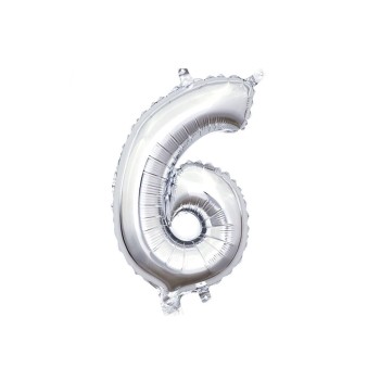 Palloncino Mylar 14" Cm. 35 con valvola Rocca - Silver Argento - Numero 6
