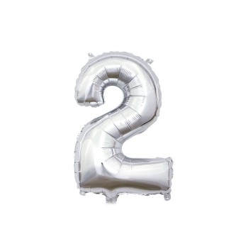 Palloncino Mylar 14" Cm. 35 con valvola Rocca - Silver Argento - Numero 2