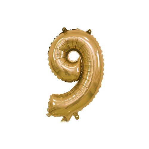 Palloncino Mylar 14" Cm. 35 con valvola Rocca - Oro Gold - Numero 9