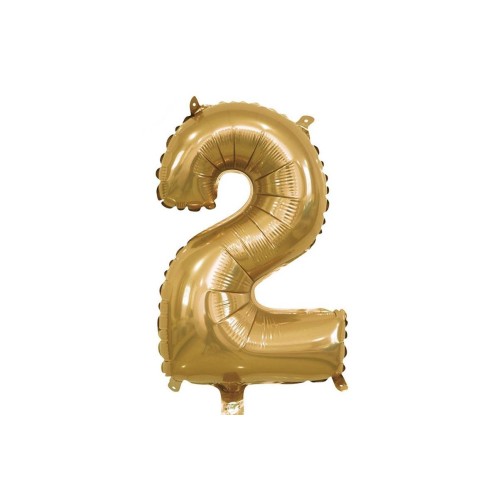 Palloncino Mylar 14" Cm. 35 con valvola Rocca - Oro Gold - Numero 2