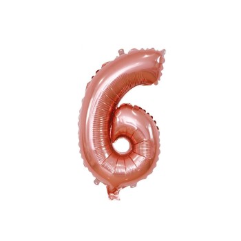 Palloncino Mylar 14" Cm. 35 con valvola Rocca - Rosa Gold - Numero 6