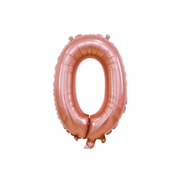 Palloncino Mylar 14" Cm. 35 con valvola Rocca - Rosa Gold - Numero 0
