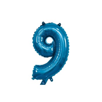 Palloncino Mylar 14" Cm. 35 con valvola Rocca - Blu - Numero 9