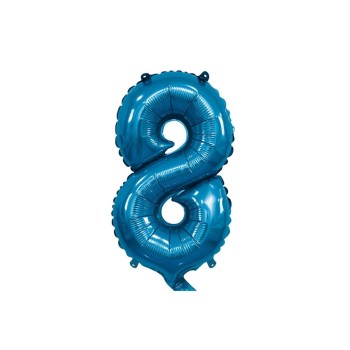 Palloncino Mylar 14" Cm. 35 con valvola Rocca - Blu - Numero 8