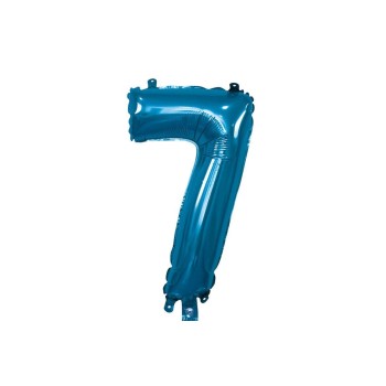 Palloncino Mylar 14" Cm. 35 con valvola Rocca - Blu - Numero 7