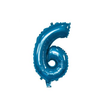 Palloncino Mylar 14" Cm. 35 con valvola Rocca - Blu - Numero 6