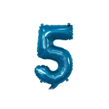 Palloncino Mylar 14" Cm. 35 con valvola Rocca - Blu - Numero 5