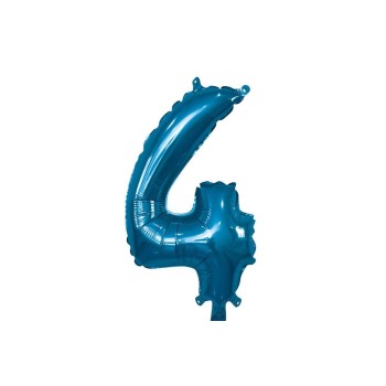 Palloncino Mylar 14" Cm. 35 con valvola Rocca - Blu - Numero 4