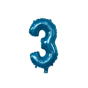 Palloncino Mylar 14" Cm. 35 con valvola Rocca - Blu - Numero 3