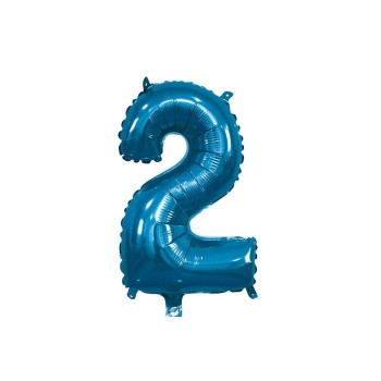 Palloncino Mylar 14" Cm. 35 con valvola Rocca - Blu - Numero 2