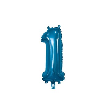 Palloncino Mylar 14" Cm. 35 con valvola Rocca - Blu - Numero 1