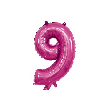 Palloncino Mylar 14" Cm. 35 con valvola Rocca - Fuxia - Numero 9