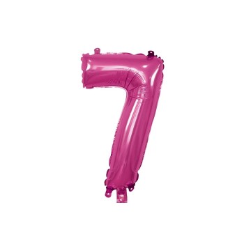 Palloncino Mylar 14" Cm. 35 con valvola Rocca - Fuxia - Numero 7