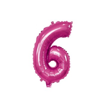 Palloncino Mylar 14" Cm. 35 con valvola Rocca - Fuxia - Numero 6