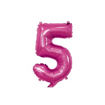 Palloncino Mylar 14" Cm. 35 con valvola Rocca - Fuxia - Numero 5