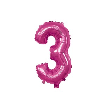 Palloncino Mylar 14" Cm. 35 con valvola Rocca - Fuxia - Numero 3