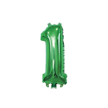 Palloncino Mylar 14" Cm. 35 con valvola Rocca - Verde - Numero 1