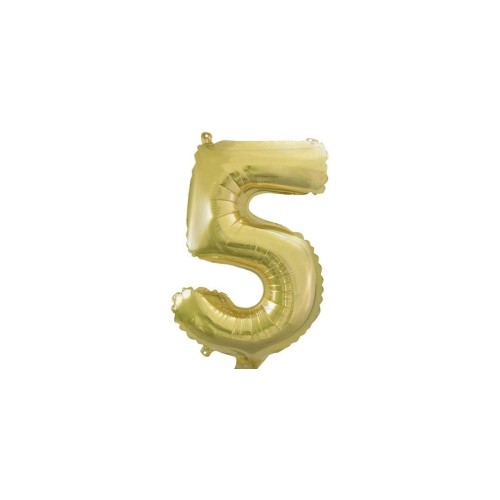 Palloncino Mylar 14" Cm. 35 con valvola Rocca - Champagne - Numero 5