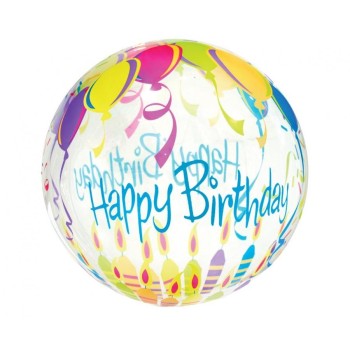 Palloncino Crystal Balloon 18'' Cm. 46 - Happy Birthday multicolor