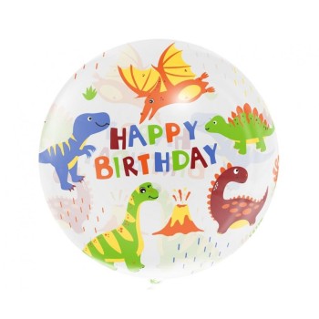 Palloncino Crystal Balloon 20'' Cm. 51 - Happy Birthday Dinosauro