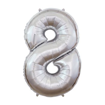 Palloncino Mylar 40" Cm. 101 Rocca - Silver Argento - Numero 8