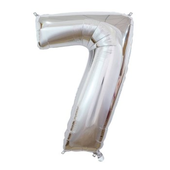 Palloncino Mylar 40" Cm. 101 Rocca - Silver Argento - Numero 7