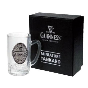 Mini boccale vetro con placca peltro Guinness