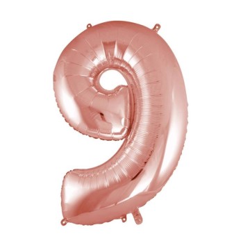 Palloncino Mylar 40" Cm. 101 Rocca - Rosa Gold - Numero 9