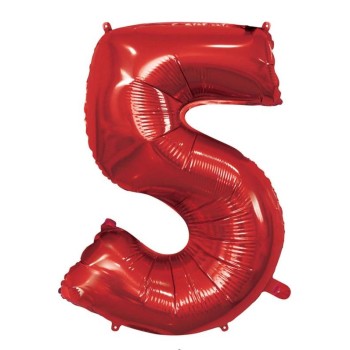 Palloncino Mylar 40" Cm. 101 Rocca - Rosso - Numero 5