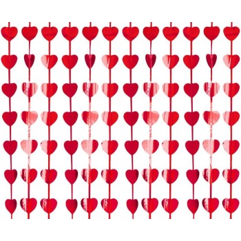 Tenda metallizzata «Heart» rossa Cm. 100x200
