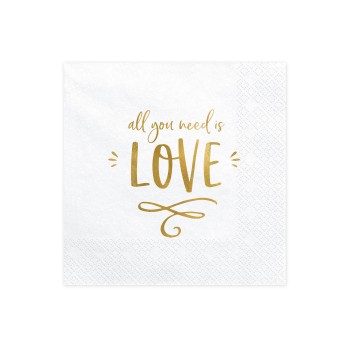 Tovaglioli carta Cm. 33x33 "All you need is Love" - Cf. 20 pezzi
