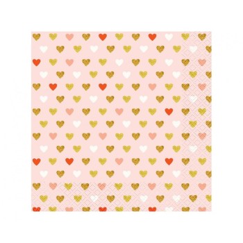 Tovaglioli carta Cm. 33x33 - Rosa cuori multicolor - Cf. 20 pezzi