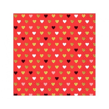 Tovaglioli carta Cm. 33x33 - Rosso cuori multicolor - Cf. 20 pezzi