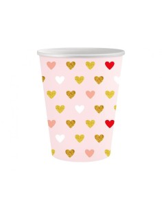 Bicchiere carta 250 ML - Cuori - Rosa - Cf. 6 pezzi