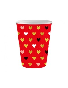 Bicchiere carta 250 ML - Cuori - Rosso - Cf. 6 pezzi
