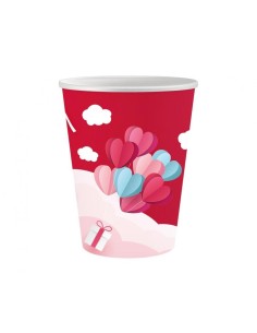 Bicchiere carta 250 ML - Cuori Love is in the Air - Rosso - Cf. 6 pezzi