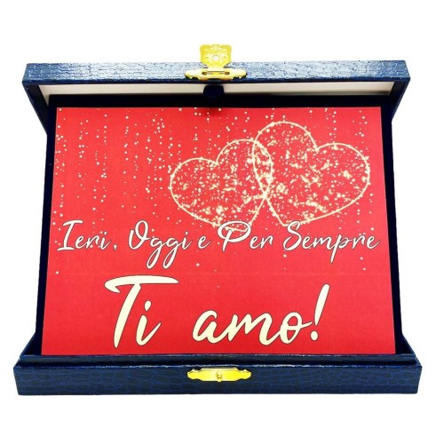 Targa con cofanetto rettangolare Cm. 21x17 - Ieri, oggi e per sempre! Ti amo!