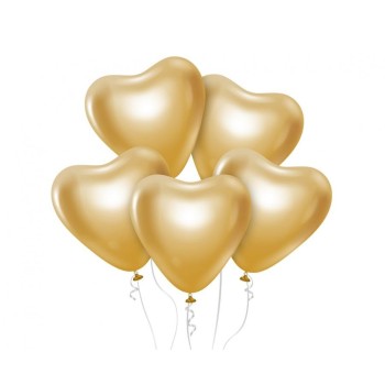 Palloncini in lattice cuore Platinum 12" - Gold - Cf. 6 pezzi