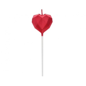 Candelina per torta cuore diamantato rosso Cm. 10,5x3,5