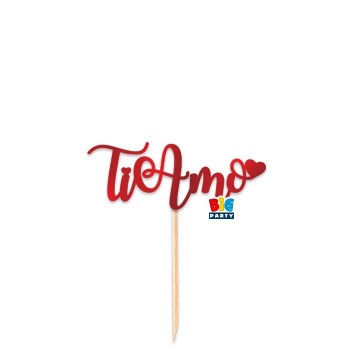 Cake topper mini Ti amo rosso Cm. 8x14