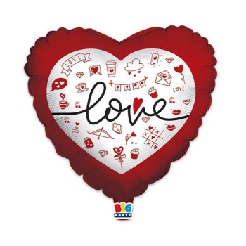 Palloncino mylar 18" Cm. 45 cuore Love Italic