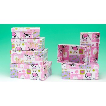 Set 4 scatole regalo matrioska Cm. 24x15 mucca