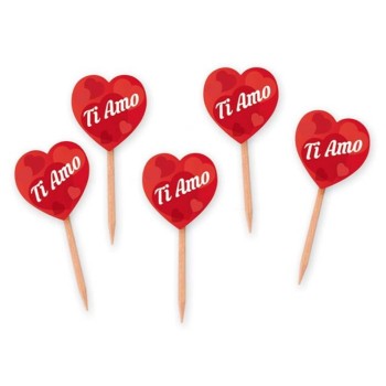 Picks sagomati Ti Amo Cm. 4x7 - Cf. 25 pezzi