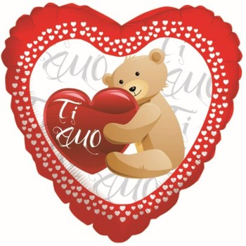 Palloncino mylar 18" Cm. 45 cuore Orsetto Sweet