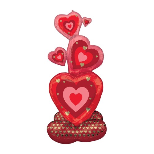 Palloncino mylar Airloonz 55" Cm. 139 - Cuori rossi