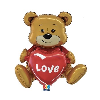Palloncino mylar 3D Orsetto Teddy Bear Love Cm. 41x50x31