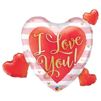 Palloncino mylar 37" Qualatex - Cuore I love You con cuoricini